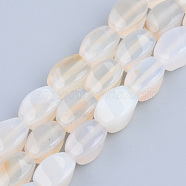 Natural White Agate Beads Strands, Twist, 11~12x7~8x7~8mm, Hole: 1.2mm, about 32~33pcs/strand, 14.96 inch~15.74 inch(38~40cm)(G-S359-127)