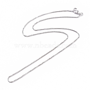 Brass Venetian Chain, Box Chain Necklaces, with Lobster Claw Clasps, Long-Lasting Plated, Platinum, 16.53 inch(42cm), 1mm(NJEW-E151-02P)