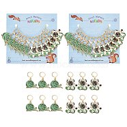 Alloy Enamel Yarn Ball & Cat Charm Locking Stitch Markers, Golden Tone 304 Stainless Steel Lobster Claw Clasp Locking Stitch Marker, Mixed Color, 3.7~4.2cm, 12pcs/set(HJEW-PH01721)