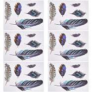 PVC Self Adhesive Feather Car Sticker, Waterproof Feather Decals for Car Decoration, Colorful, 220x170x0.2mm, Sticker: 64~190x23~60mm(DIY-WH0453-58C)