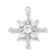 Brass Pave Clear Cubic Zirconia Pendants, Star, Platinum, 15.5x14x3mm, Hole: 0.9mm(KK-F875-10P)