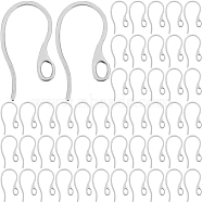 120Pcs 304 Stainless Steel Earring Hooks, Ear Wire with Horizontal Loops, Stainless Steel Color, 22x12x1mm, Hole: 3.5x2mm, 18 Gauge, Pin: 1mm(STAS-BBC0004-28)