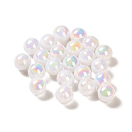 Opaque Acrylic Beads, Gradient Colorful, Round , White, 6mm, Hole: 1.8mm, about 5000pcs/500g(OACR-Z016-01B-01)