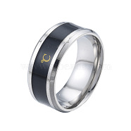 201 Stainless Steel Temperature Plain Band Finger Ring for Women, Electrophoresis Black & Stainless Steel Color, Inner Diameter: 17mm(RJEW-N043-10P)