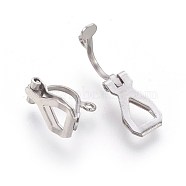 304 Stainless Steel Clip-on Earrings Components, Stainless Steel Color, 12~12.5x8~8.5x6mm, Hole: 1.2mm(STAS-F188-07P)