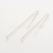 Brass Stud Earring Findings, Ear Threads, Nickel Free, Real Platinum Plated, 82~85x1mm, Pin: 0.5mm(X-KK-S336-39P)