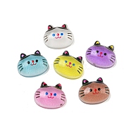 Transparent Resin Decoden Cabochons, Cartoon Cat Head Shape, Mixed Color, 8x9.5x3.5mm(CRES-I035-11)