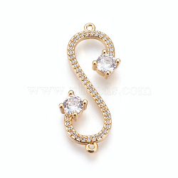 Brass Micro Pave Cubic Zirconia Links, Infinity, Clear, Golden, 33.5x13x4mm, Hole: 1mm(KK-O109-02G)