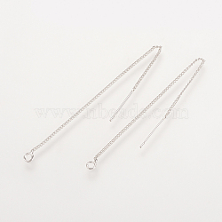 Brass Stud Earring Findings, Ear Threads, Nickel Free, Real Platinum Plated, 82~85x1mm, Pin: 0.5mm(X-KK-S336-39P)