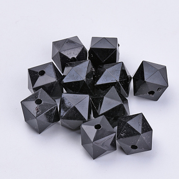 Transparent Acrylic Beads, Faceted, Cube, Black, 10x10x8mm, Hole: 1.5mm, about 900pcs/500g