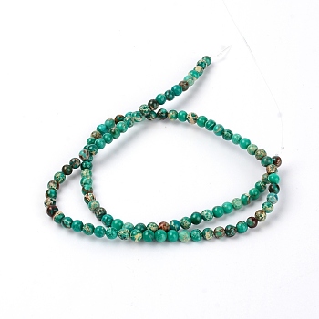 Natural Imperial Jasper Beads Strands, Dyed, Round, Olive, 391x4mm, Hole: 1mm, about 90pcs/strand