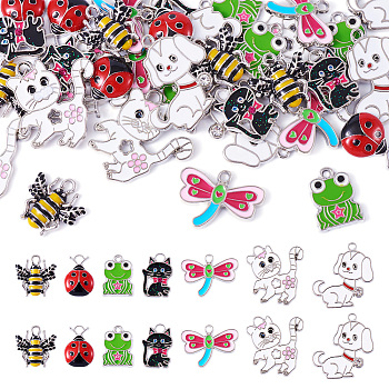 Alloy Enamel Pendants, Animals, Mixed Color, 18x17x3mm, 35pcs/set