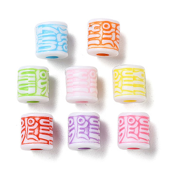 Opaque Acrylic Beads, Craft Style, Column, Mixed Color, 9.5x8.5mm, Hole: 3mm, about 1000pcs/500g