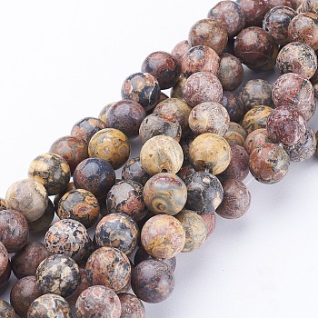 Natural Leopard Skin Jasper Round Bead Strands, 4mm, Hole: 1mm, about 98pcs/strand, 15.7 inch