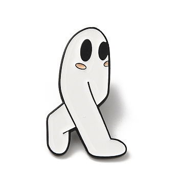 Halloween Funny Ghost Enamel Pins, Black Alloy Brooch for Backpack Clothes, White, 30x18x1.5mm