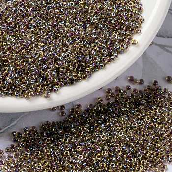 MIYUKI Round Rocailles Beads, Japanese Seed Beads, (RR342) Berry Lined Light Topaz AB, 15/0, 1.5mm, Hole: 0.7mm, about 5555pcs/bottle, 10g/bottle
