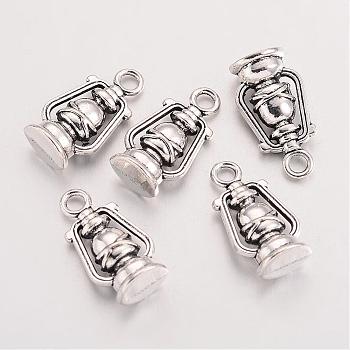 Tibetan Style Zinc Alloy Pendants, Lead Free & Cadmium Free, Lantern, Antique Silver, 20x10x7mm, Hole: 2.5mm, about 250pcs/500g
