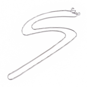 Brass Venetian Chain, Box Chain Necklaces, with Lobster Claw Clasps, Long-Lasting Plated, Platinum, 16.53 inch(42cm), 1mm