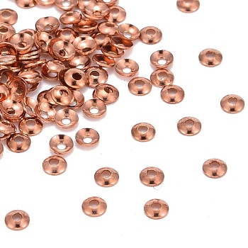 Brass Tiny Bead Cones, Rose Gold, 3x1mm, Hole: 1mm, about 450pcs/10g