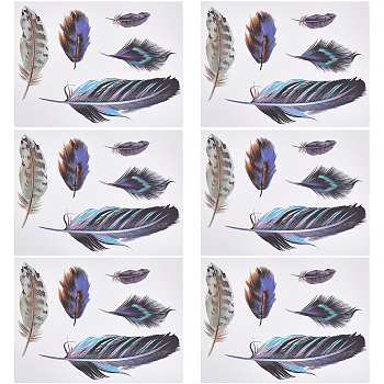 PVC Self Adhesive Feather Car Sticker, Waterproof Feather Decals for Car Decoration, Colorful, 220x170x0.2mm, Sticker: 64~190x23~60mm