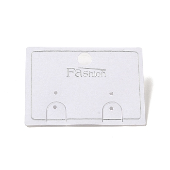 Paper & Plastic Earring Display Card with Word Fashion, Used For Earrings, Rectangle, White, 3.5x5x0.95cm