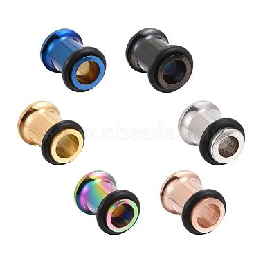 12Pcs 6 Colors 316 Surgical Stainless Steel Screw Ear Gauges Flesh Tunnels Plugs(STAS-YW0001-14)-5