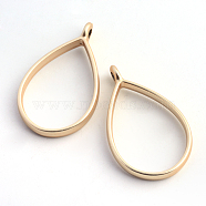 Rack Plating Alloy teardrop, Open Back Bezel Pendants, For DIY UV Resin, Epoxy Resin, Pressed Flower Jewelry, Hollow, Cadmium Free & Nickel Free & Lead Free, Matte Gold Color, 33.9x20.5x3.8mm, Hole: 2.8mm(X-PALLOY-S047-29C-FF)