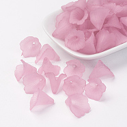 Transparent Acrylic Bead Caps, Trumpet Flower Beads, Frosted, Flower, Pink, 19~20x18~19x17mm, Hole: 1.5mm(X-PL551-C10)