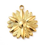 Ion Plating(IP) 304 Stainless Steel Pendants, Flower Charms, Real 18K Gold Plated, 25.5x22x3mm, Hole: 2.5mm(STAS-H172-12G)