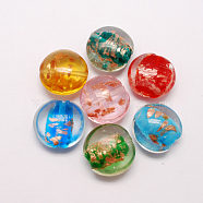 Handmade Gold Sand Lampwork Beads, Flat Round, Mixed Color, 20x10mm, Hole: 2mm(LAMP-S025-20mm-M)
