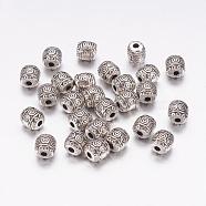 Tibetan Style Alloy Beads, Lead Free & Nickel Free & Cadmium Free, Barrel, Antique Silver, about 6mm in diameter, 6mm long, hole: 1.6mm(X-LF0888Y-NF)