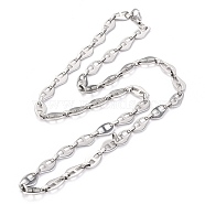 304 Stainless Steel Link Chain Necklaces, with Lobster Claw Clasps, Stainless Steel Color, 22.83 inch(58cm)(STAS-O142-03P)