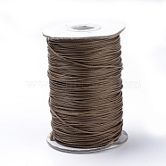 Braided Korean Waxed Polyester Cords, Sienna, 0.8mm, about 87.48 yards(80m)/roll(YC-T002-0.8mm-126)