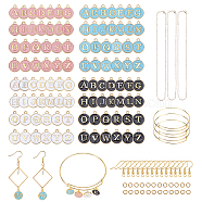 DIY Jewelry Set Making Kits, include Iron Earring Hooks & Cable Chains Necklace Makings & Bangle Making, 26 Letters Alloy Enamel Charms, Mixed Color(DIY-PH0028-25)