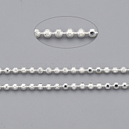 Brass Ball Chains, Faceted, Long-Lasting Plated, Soldered, with Spool, Cadmium Free & Lead Free, Silver, 1.2mm, about 301.83 Feet(92m)/roll(CHC-S008-004E-S)