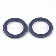 Imitation Leather Linking Rings, with Aluminum Bottom, Ring, Platinum, Midnight Blue, 36x4.5mm(WOVE-S118-22C)