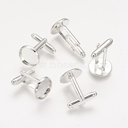 Rack Plating Brass Cufflinks, Silver, Tray: 12mm, 18x18mm(X-KK-G217-S)