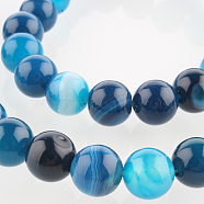 Natural Gemstone Agate Round Bead Strands, Dyed, Deep Sky Blue, 8mm, Hole: 1mm, about 49pcs/strand, 14.96 inch(G-E233-07)