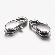 304 Stainless Steel Lobster Claw Clasps, Stainless Steel Color, 15x7.5x3mm, Hole: 1.5x1mm(STAS-P095-08)