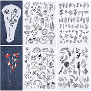 4 Sheets 2 Style Bohemia Style Water Soluble Fabric, Wash Away Embroidery Stabilizer, Plants, Mixed Shapes, 300x212x0.1mm, 2 sheets/style(DIY-CP0009-52G)