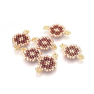 MIYUKI & TOHO Handmade Japanese Seed Beads Links, Loom Pattern, Flat Round, Coconut Brown, 19~19.5x12~12.5x1.7mm, Hole: 2mm(SEED-A027-M07)