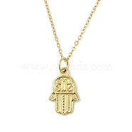 Ion Plating(IP) 304 Stainless Steel Pendant Necklaces for Women, Hamsa Hand, Real 18K Gold Plated, 18.31 inch(46.5cm)(NJEW-B080-08G)