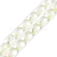 Transparent Electroplate Glass Beads Strands, Rainbow Plated, Faceted, Rectangle, Light Yellow, 9x6x4mm, Hole: 1.2mm, about 72pcs/strand, 25.98''(66cm)(EGLA-I017-03-FR05)