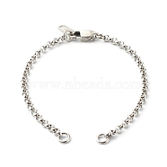 Handmade 304 Stainless Steel Rolo Chain Bracelets Making Accessories, with Jump Rings, Lobster Claw Clasps, Chain Tabs, Stainless Steel Color, 6-1/2x1/8 inch(16.5x0.3cm)(AJEW-JB01026-01)