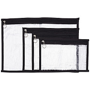 4Pcs 4 Style Transparent PVC Plastic Pen Bag, Multipurpose Travel Toiletry Pouch with Zipper, Rectangle, Black & Clear, 190~310x270~460x0.4mm, 1pc/style(AJEW-GF0006-43)