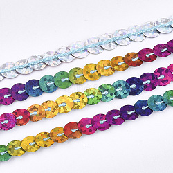 PET Plastic Paillette Beads, Sequins Beads, with Spool, Ornament Accessories, Flat Round, Colorful, 6mm, about 150yards/roll(PVC-T002-04)