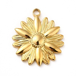 Ion Plating(IP) 304 Stainless Steel Pendants, Flower Charms, Real 18K Gold Plated, 25.5x22x3mm, Hole: 2.5mm(STAS-H172-12G)