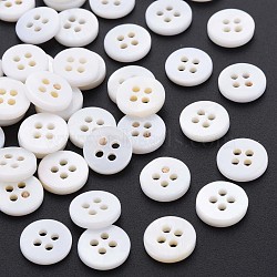 4-Hole Freshwater Shell Buttons, Flat Round, 10x2mm, Hole: 1.6mm(BUTT-N018-042)