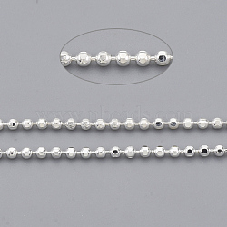 Brass Ball Chains, Faceted, Long-Lasting Plated, Soldered, with Spool, Cadmium Free & Lead Free, Silver, 1.2mm, about 301.83 Feet(92m)/roll(CHC-S008-004E-S)