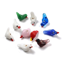 Handmade Lampwork Beads, Pigeon, Mixed Color, 21~25x9~13x10~12mm, Hole: 2~2.4mm(LAMP-I024-41)